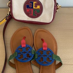 Tory Burch camera crossbody bag multi colors…. Shoes size 7.5 color same as bag